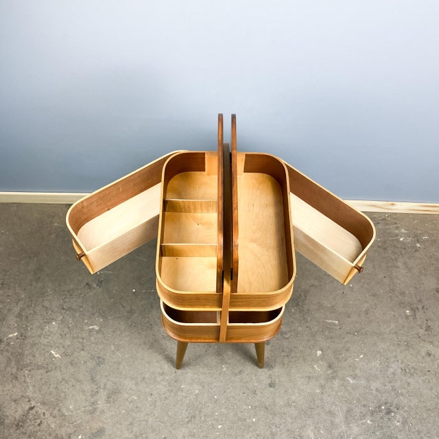 Brown Folding Sewing Box in Walnut and Beech, 1960s For Sale - Image 8 of 9