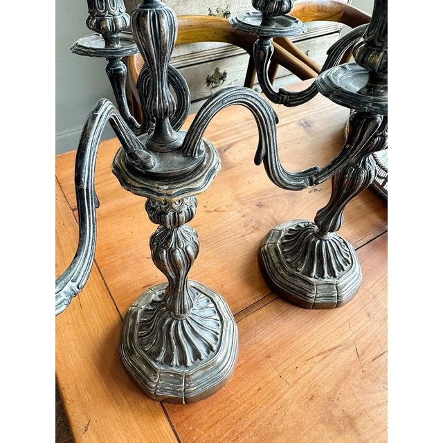19th Century French Silver Plated Candlestick For Sale - Image 4 of 8