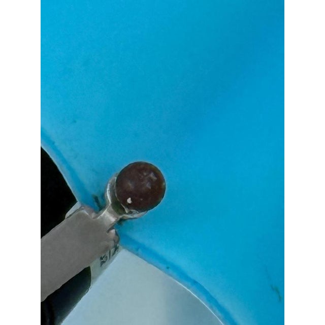 Glass Vintage Blue Glass Table Lamp on Gray Metal Base, Italy For Sale - Image 7 of 8