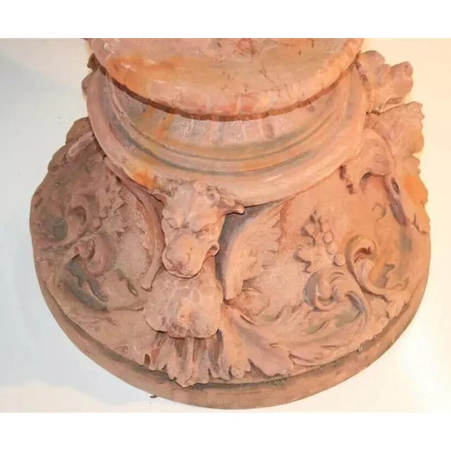 Orange Vintage Italian Renaissance Wing Griffin Fiberglass Garden Pedestal Stands Pair For Sale - Image 8 of 11