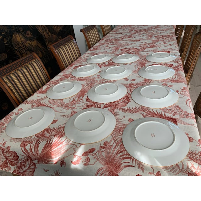 Famille Rose Medallion Hand Painted Porcelain Dinner Plates Set of 12 For Sale - Image 9 of 12