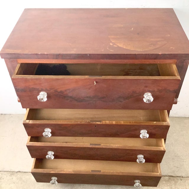 19th Century 19th Century American Empire Flame Mahogany Four-Drawer Chest For Sale - Image 5 of 18