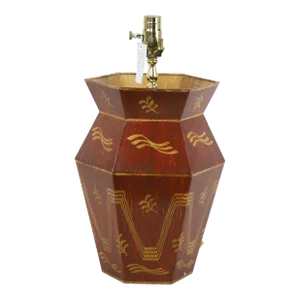 Vintage Red Traced Gold Hand-Painted Pattern Table Lamp