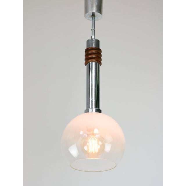 Vintage Italian Chrome and Glass Pendant Lamp For Sale - Image 14 of 14