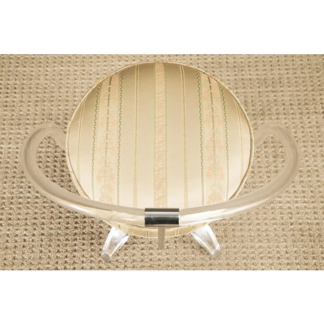 Charles Hollis Jones Lucite and Chromed Steel Vanity Swivel Stool, C 1970s For Sale - Image 14 of 14