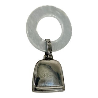 Vintage Crown Sterling Teething Ring With Sterling Baby Rattle and “Nicole” Ingraving For Sale