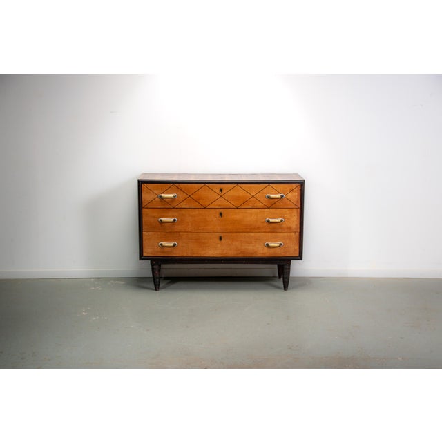 Italian Chest of Drawers in Teak with Faux Bone Handles, 1940 For Sale - Image 12 of 18