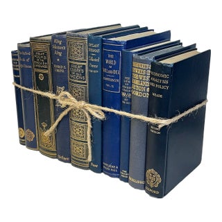 Decorative Books - Vintage Navy Book Bundle - 1 Foot of Blue Books For Sale