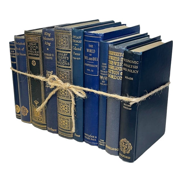Decorative Books - Vintage Navy Book Bundle - 1 Foot of Blue Books For Sale