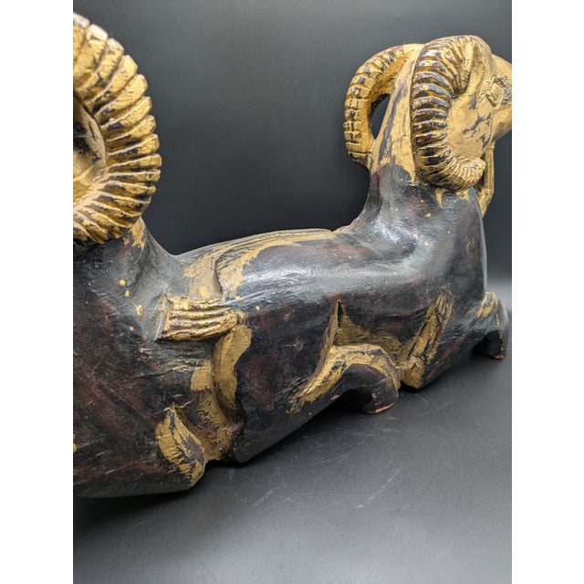 1950s Artisan Crafted Egyptian Revival Two-Headed Ram Sculpture For Sale - Image 12 of 15