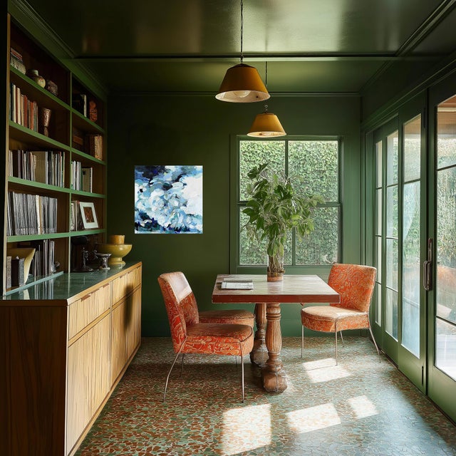 Textile Storm - Blue Cool Tone Abstract Dramatic Landscape Original Artwork by Dana Cowie For Sale - Image 7 of 9