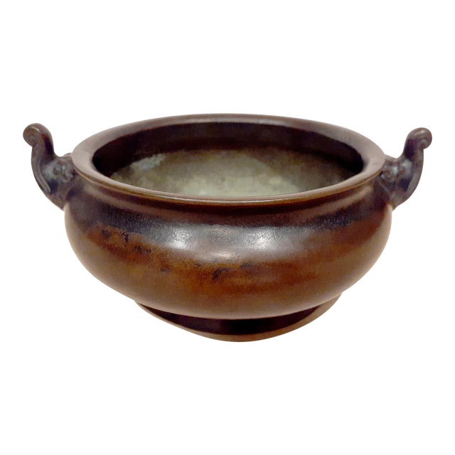 Chinese Bronze Elephant Handles Censer For Sale