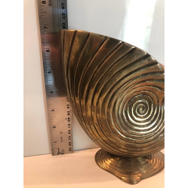 Brass 1970s Brass Conch Shell Footed Planter For Sale - Image 8 of 9