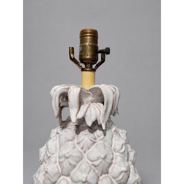 Vintage Italian Mid Century White Glazed Pineapple Form Ceramic Table Lamp For Sale - Image 10 of 10