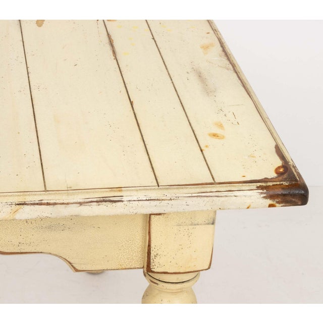 Late 20th Century Provincial Distressed White Painted Pine Dining Table For Sale - Image 5 of 13