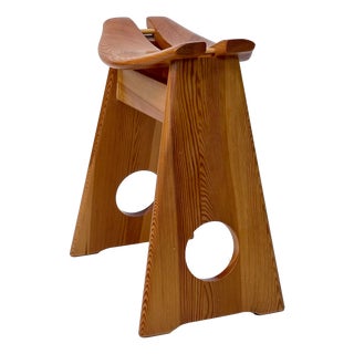 Brutalist Stool in Pine by Gilbert Marklund for Furusnickarn AB, Sweden, 1960s For Sale