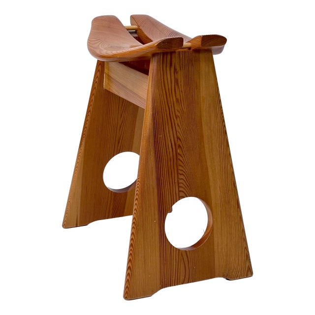 Brutalist Stool in Pine by Gilbert Marklund for Furusnickarn AB, Sweden, 1960s For Sale