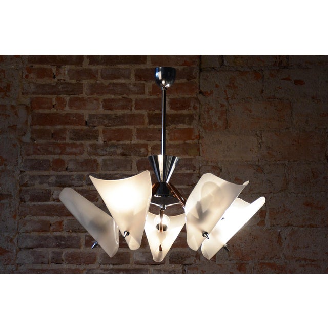Mid-Century Copper and Chrome Chandelier from Drukov, Czech, 1960s For Sale - Image 13 of 14