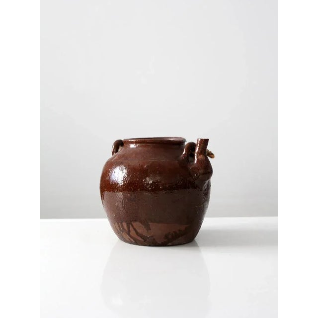 Farmhouse Antique Earthenware Water Pot With Rope Handle For Sale - Image 3 of 7