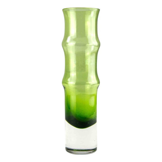 Vintage Swedish Glass Bamboo Vase from Aseda, 1960s For Sale