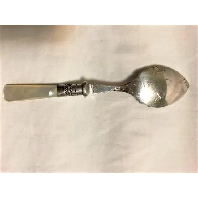 Metal Antique Mother-Of-Pearl Handled Flatware - Set of 3 For Sale - Image 7 of 12