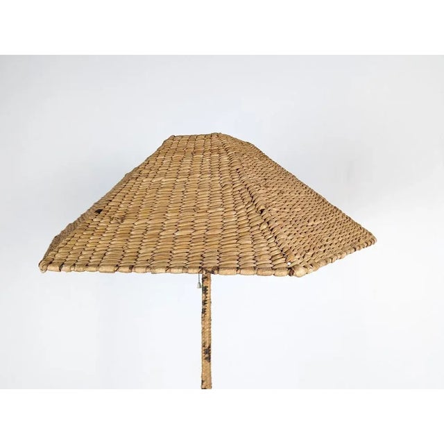 Mexican artist and sculptor's foot lamp Mario López Torres made of woven iron with Chuspata, its elegant Greek key base in...