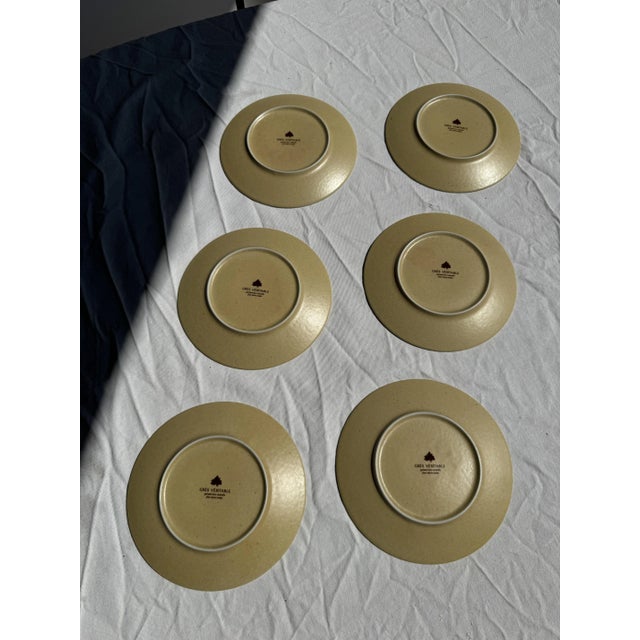 Vintage Natural Stoneware Dessert Plates, 1980s, Set of 6 For Sale - Image 10 of 11