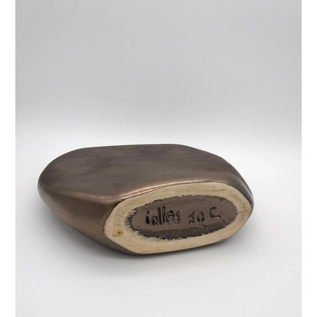 Brown Free-Form Antracite Glazed Ceramic Vase by Max Idlas, 1970s For Sale - Image 8 of 16