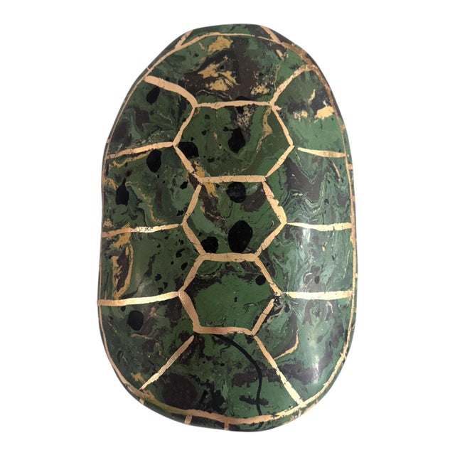 Set of 3 Handmade Scagliola Tortoise Shells in Malachite Design | Chairish
