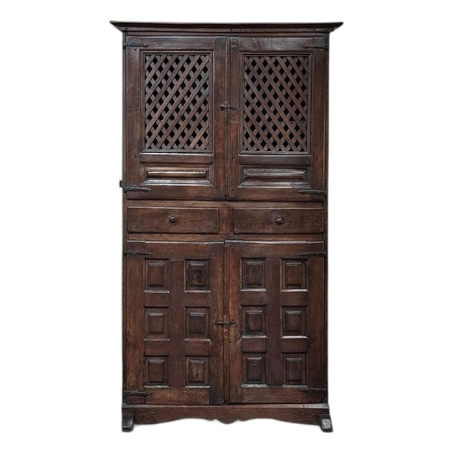 18th Century Spanish Rustic Walnut Cabinet ~ Cupboard For Sale
