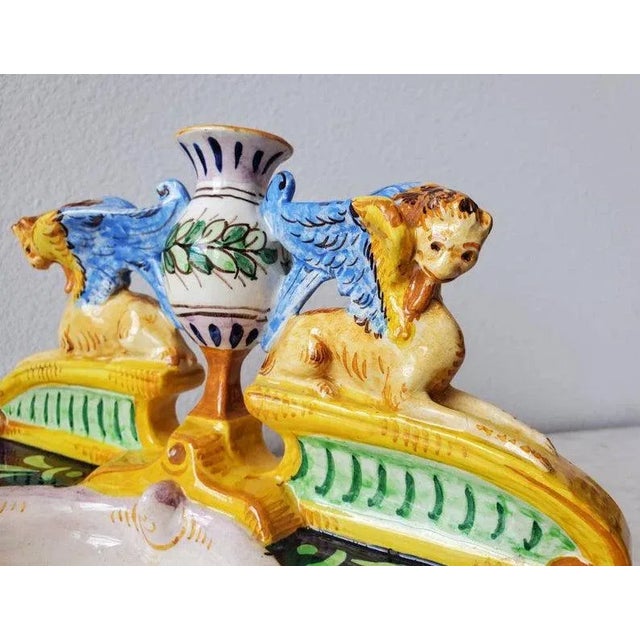Antique Italian Renaissance Majolica Double Inkwell For Sale In Dallas - Image 6 of 11