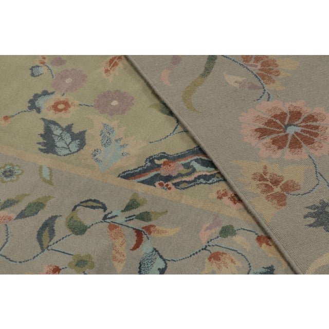 Green Rug & Kilim’s Chinese Art Deco Inspired Rug, Light Green and Blue With Florals For Sale - Image 8 of 8