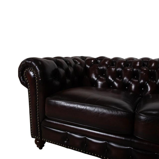 Vintage Chesterfield Leather Reddish Brown Chestnut Corner Sofa For Sale - Image 3 of 15