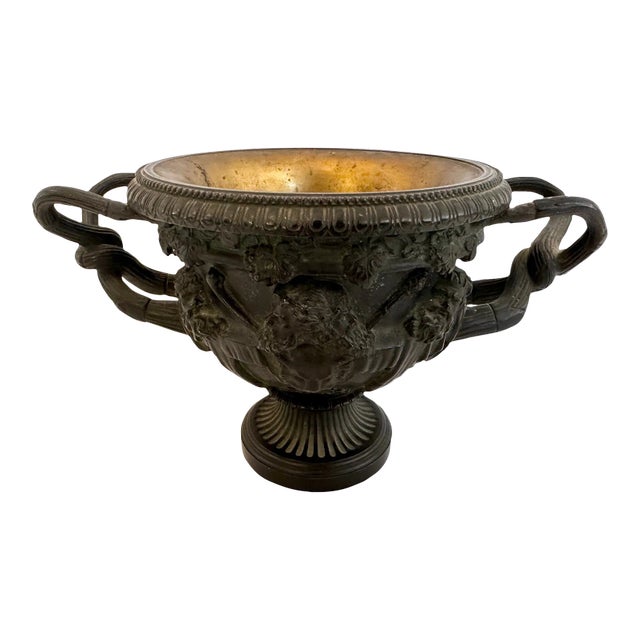 Grand Tour Italian Neoclassical Patinated Bronze Urn Warwick Vase For Sale