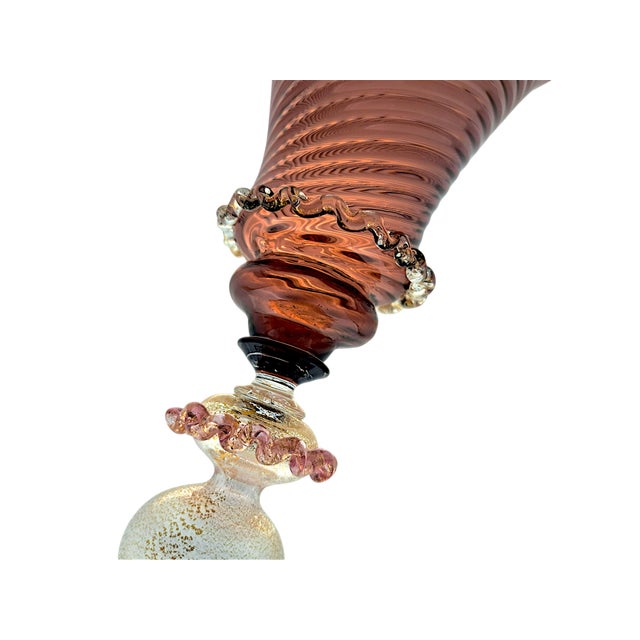 Gold Venetian Tipetto Goblet in Murano Glass from Manifattura Di Murano, 1970s For Sale - Image 8 of 12
