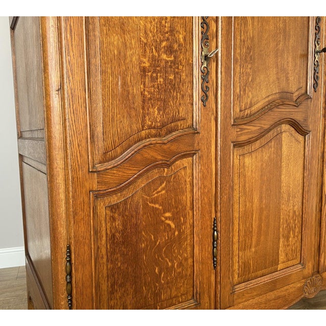 Vintage French Louis XVI Style Wardrobe in Oak For Sale - Image 5 of 15