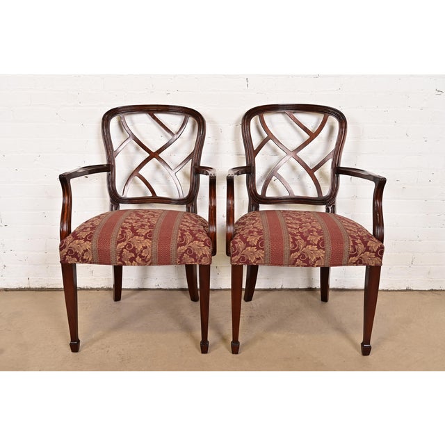 Kindel Furniture Federal Carved Mahogany Arm Chairs, Pair For Sale - Image 11 of 11
