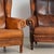 Pair of 20th Century Danish Vintage Brown Leather Wingback Club Chairs For Sale - Image 14 of 18