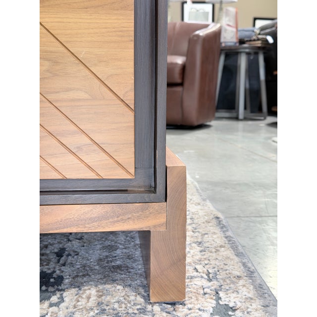 Lawson-Fenning Walnut & Oak Geometric Three Door Sideboard Credenza For Sale - Image 9 of 12