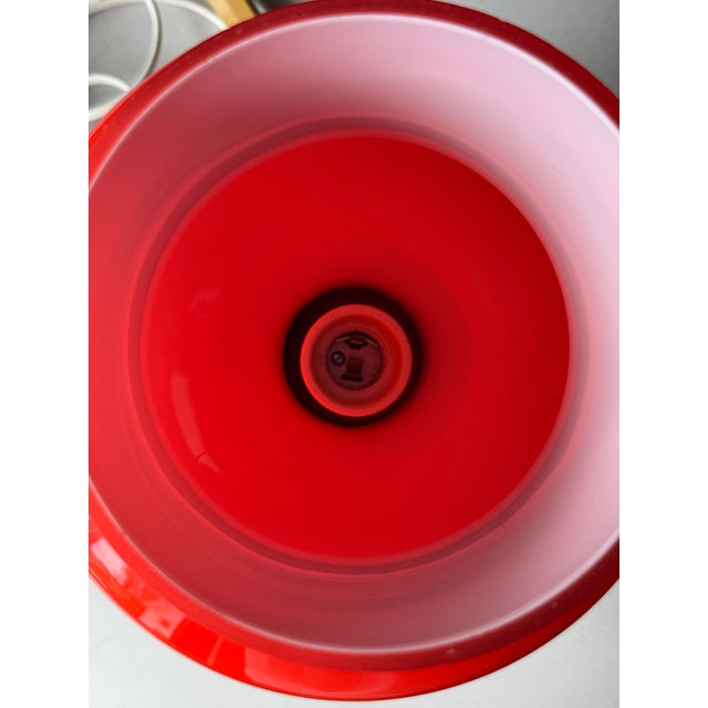 1970s Štěpán Tabery Glass Lamp, Czech Design Space Age Red With Yellow & White Interior Mid-Century Modern For Sale - Image 4 of 5
