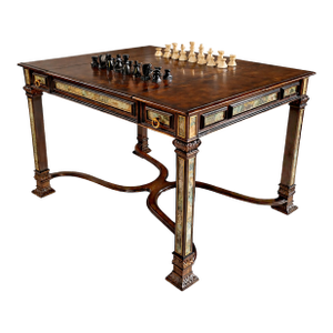 Theodore Alexander Pollard Burl Game Table – Chess, Checkers and Backgammon