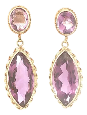 Mid 20th Pair of Amethyst Dangle Earrings
