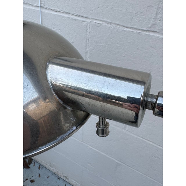 Vintage 1970s Mid Century Modern Attributed to Koch & Lowy Chrome Pharmacy Floor Lamp, Adjustable Reading Light For Sale - Image 9 of 11