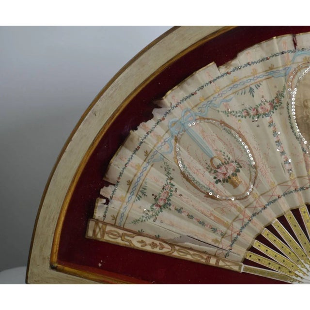 Framed 18th Century Hand-Painted Fan For Sale - Image 4 of 5