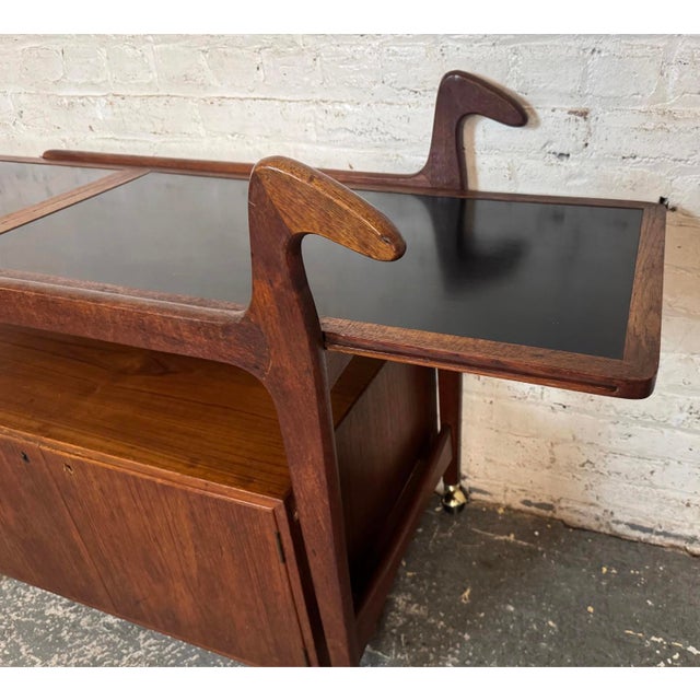 Mid 20th Century Danish Modern Extendable Teak Bar Cart by Falster Møbelfabrik, Attributed For Sale In New York - Image 6 of 14