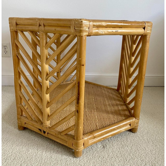 Vintage Boho Chic Rattan Octagonal Glass Top Coffee Table For Sale - Image 4 of 8