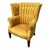 Late 20th Century Yellow Damask Mahogany Wingback Chair For Sale