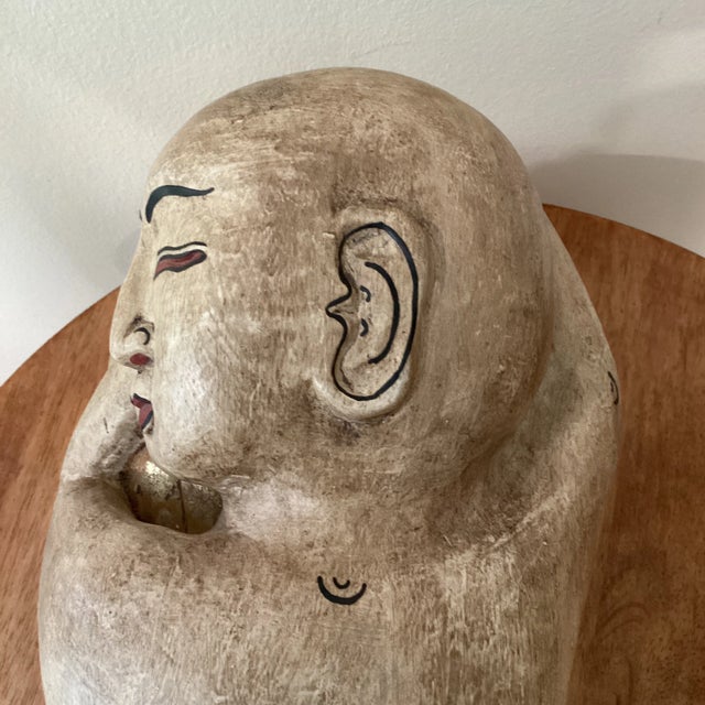 Mid 20th Century Carved and Painted Asian Wood Carving of Sleeping Beauty For Sale - Image 10 of 13