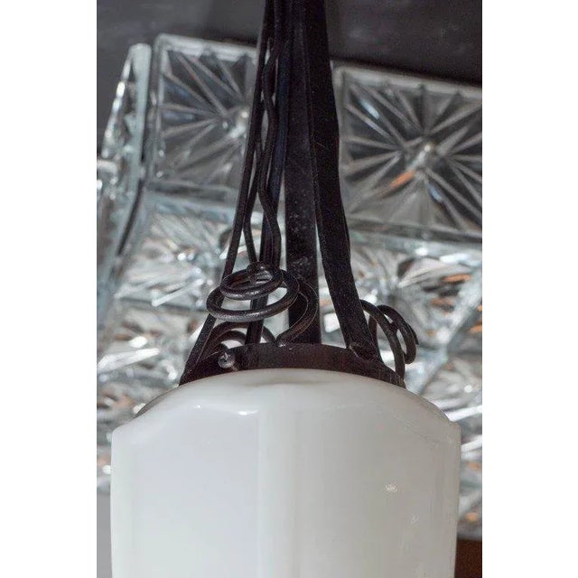 Art Deco Globe Pendant With Hand Wrought Iron For Sale In New York - Image 6 of 10