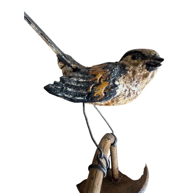1930s Austrian Folk Art Carved Wood Wren #99, 1930s For Sale - Image 5 of 5